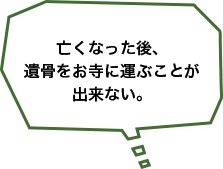 亡くなった後、遺骨をお寺に運ぶことが出来ない。