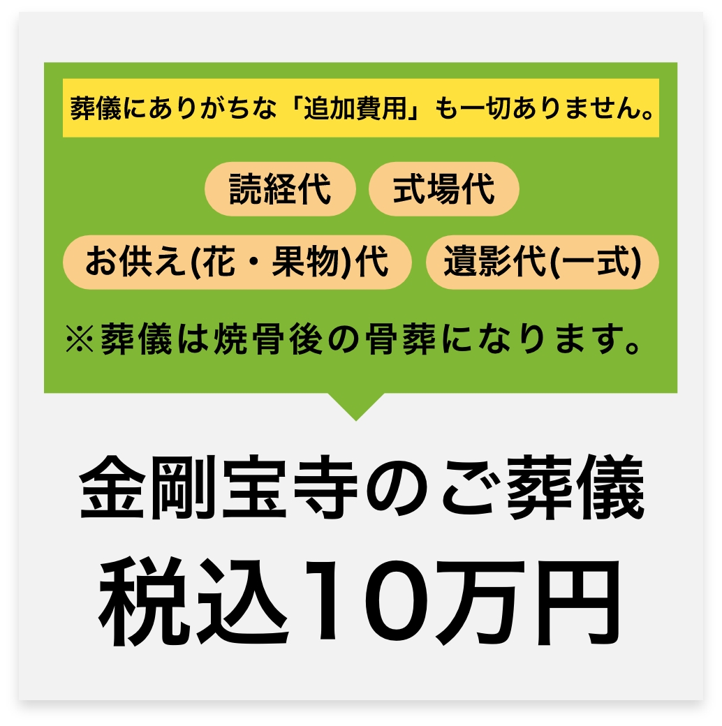 お骨引き取り、葬儀、49日法要、管理費、永代供養料すべて込みのトータル供養プラン。大地葬1名様15万円